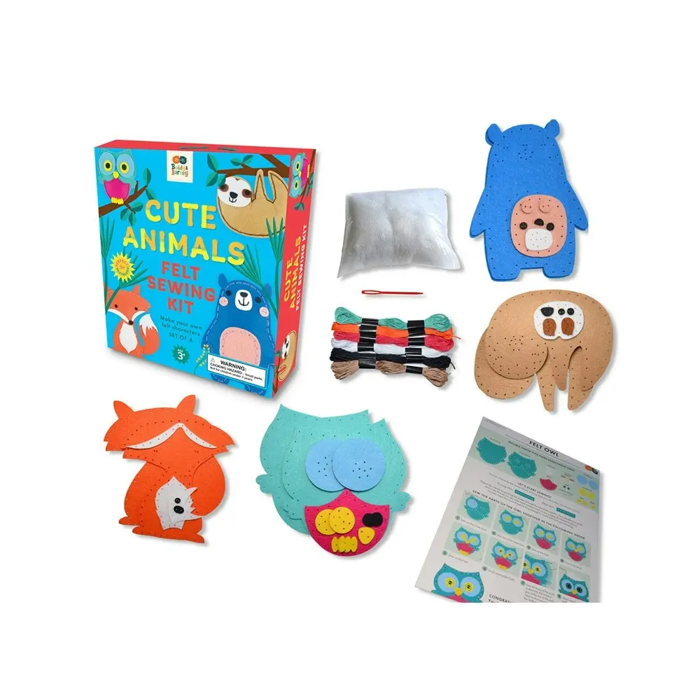 Buddy & Barney Cute Animals Felt Sewing Kit Kids/Children Craft Activity Toy 3y+