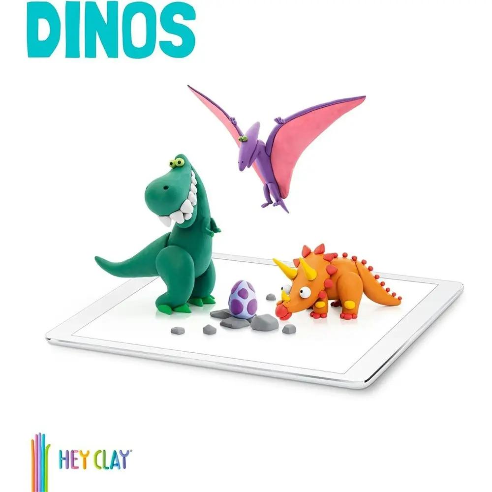 12pc Hey Clay Dinosaurs Medium Kids/Childrens Modelling Clay Art/Craft Set 6-36m