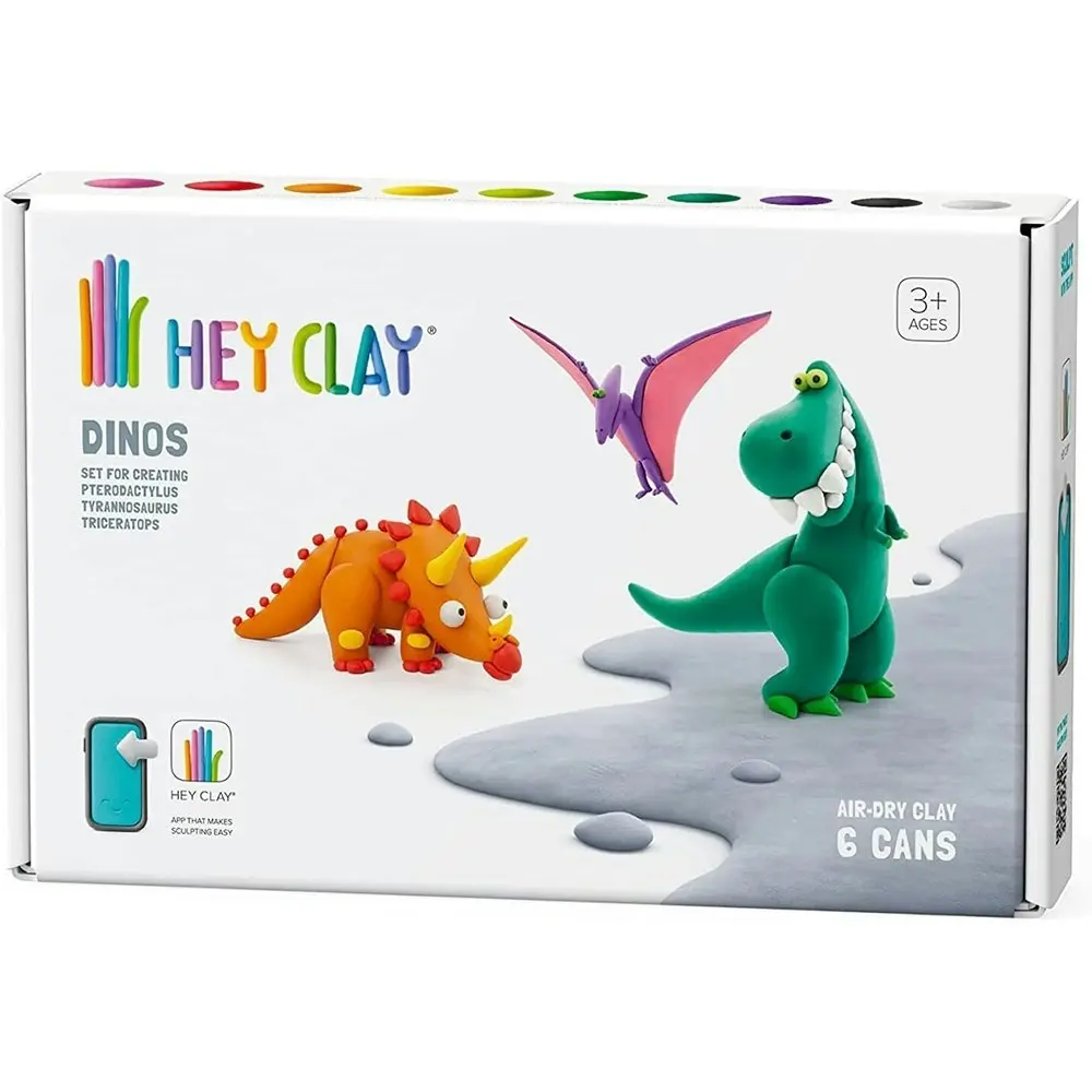 12pc Hey Clay Dinosaurs Medium Kids/Childrens Modelling Clay Art/Craft Set 6-36m