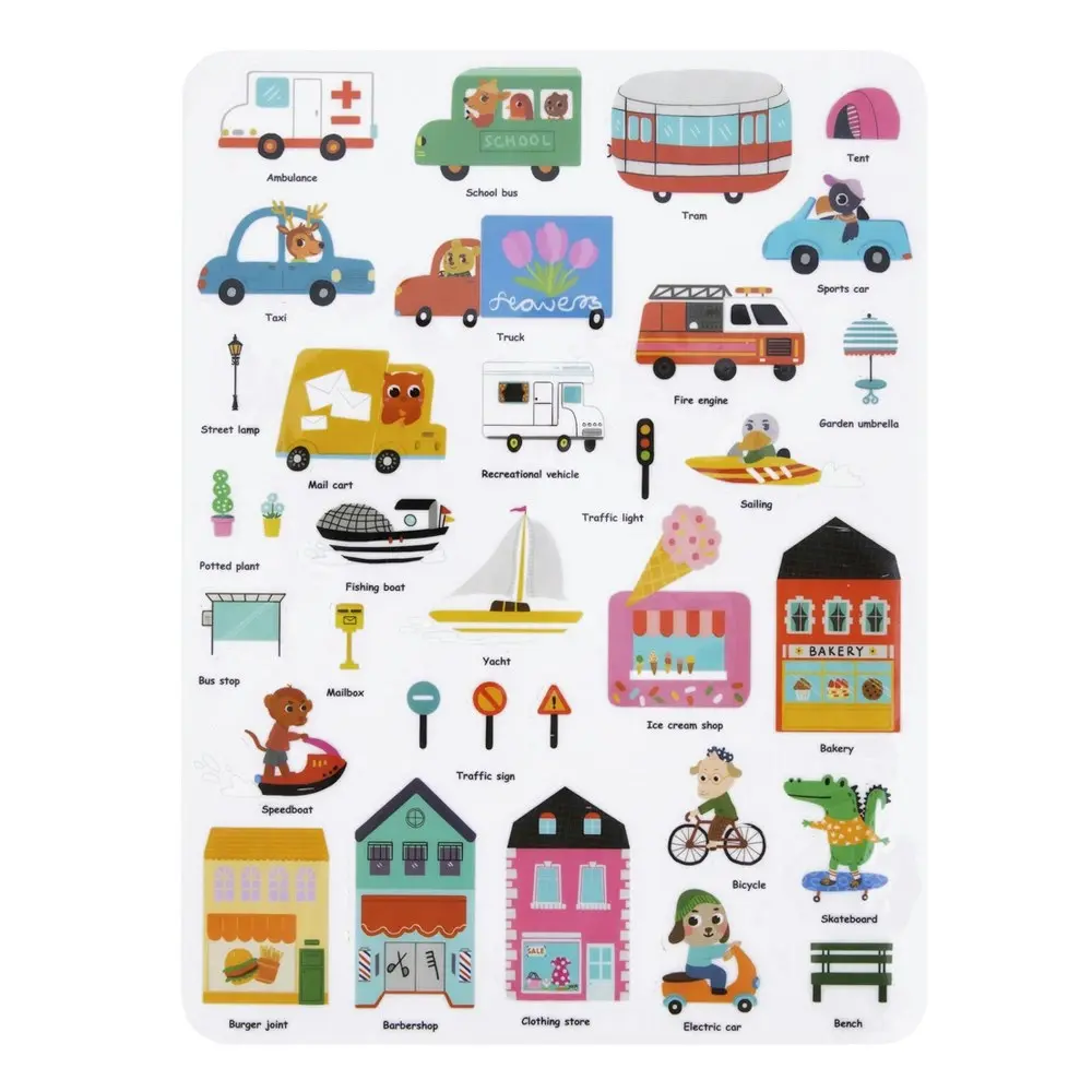 Tooky Toy 31cm Silicone Sticker Kids Interactive Activity Book Toy Busy City 3+