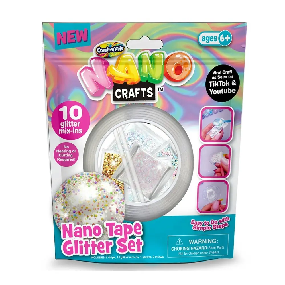 2x Nano Crafts Glitter Tape Set Art Craft Kids/Children Creative Play Toy 6+ CLR