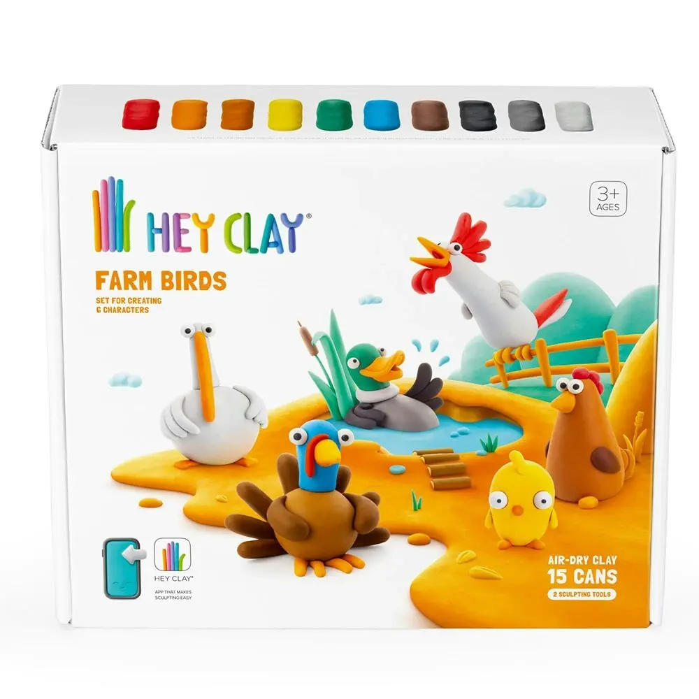 17pc Hey Clay Farm Birds Childrens Creative Art/Craft Modelling Clay Set 6-36m