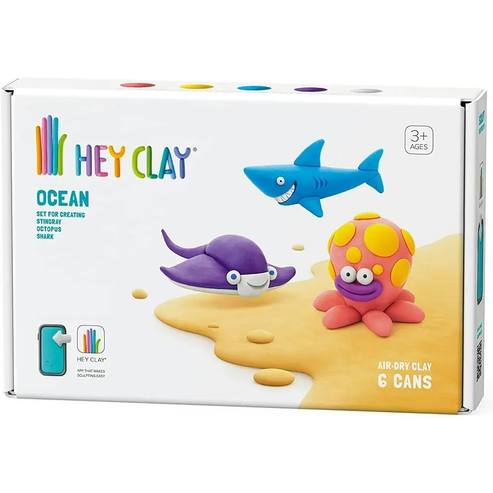 12pc Hey Clay Ocean Medium Kids/Childrens Modelling Clay Art/Craft Set 6-36m