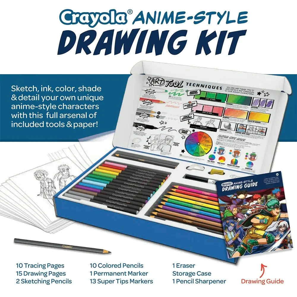 Crayola Learn to Draw Anime Kids/Childrens Pencil/Marker/Paper Art/Craft Kit 8y+