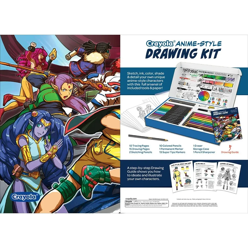 Crayola Learn to Draw Anime Kids/Childrens Pencil/Marker/Paper Art/Craft Kit 8y+