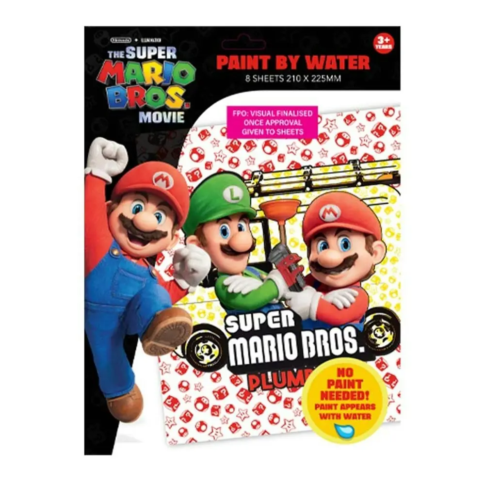 4x 8PK Super Mario Kids/Children Paint By Water Sheets Art/Craft Painting Kit 3+