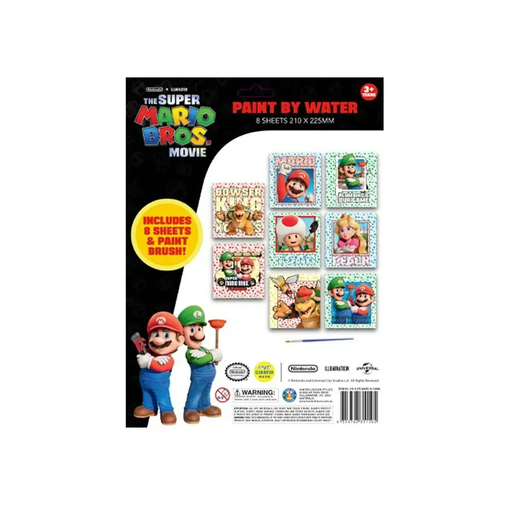 4x 8PK Super Mario Kids/Children Paint By Water Sheets Art/Craft Painting Kit 3+