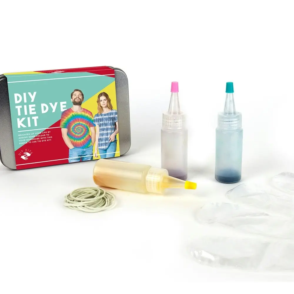 Gift Republic DIY Tie Dye Craft Activity Kit w/ Tin Can Storage/Gloves Bands