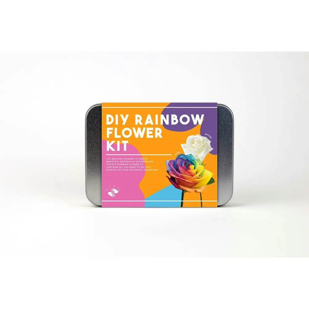 Gift Republic DIY Rainbow Flower Kids/Adult Art Craft Kit w/ Tin Can Storage