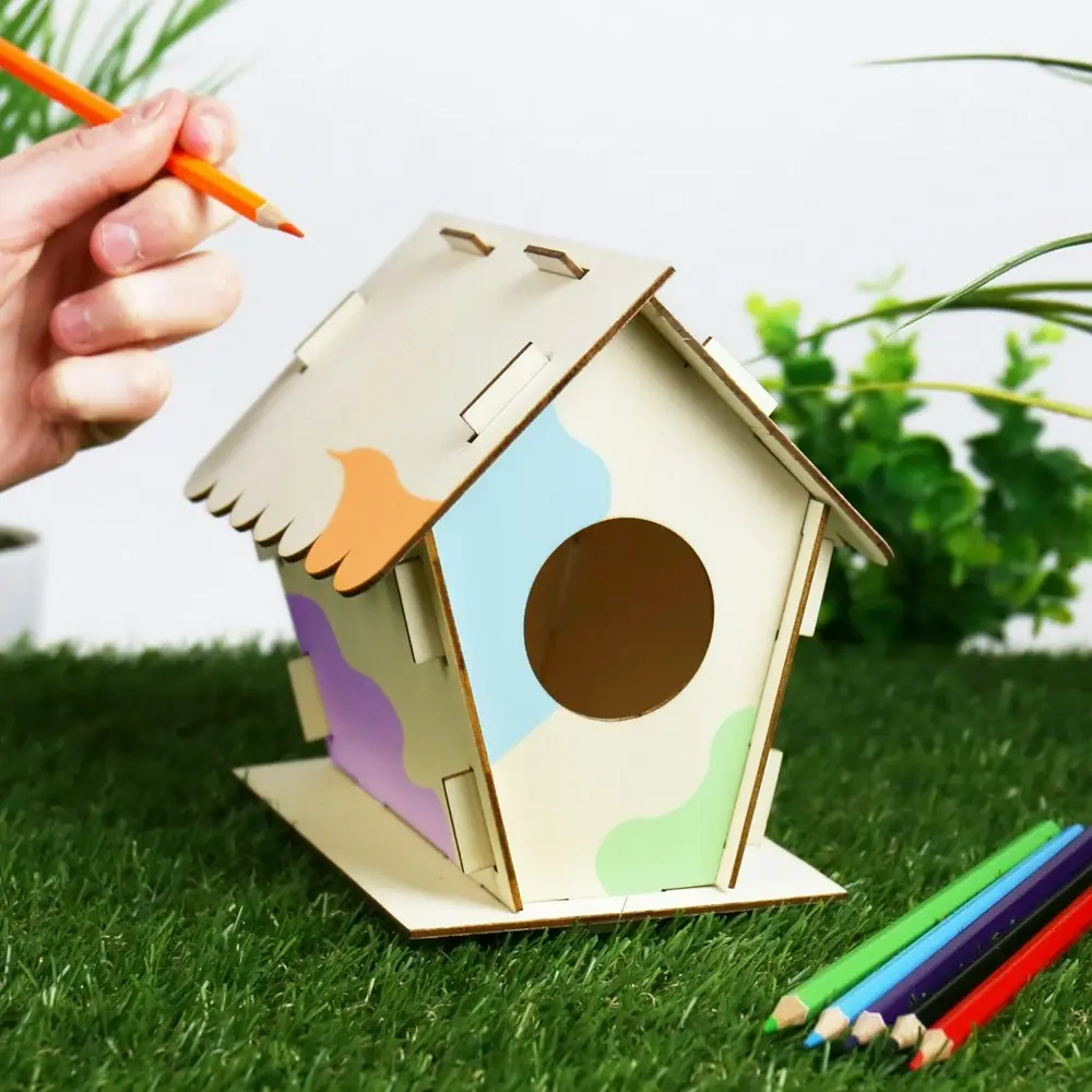 Gift Republic Handmade Habitats Bird House Kids/Children Colouring Art Craft Kit