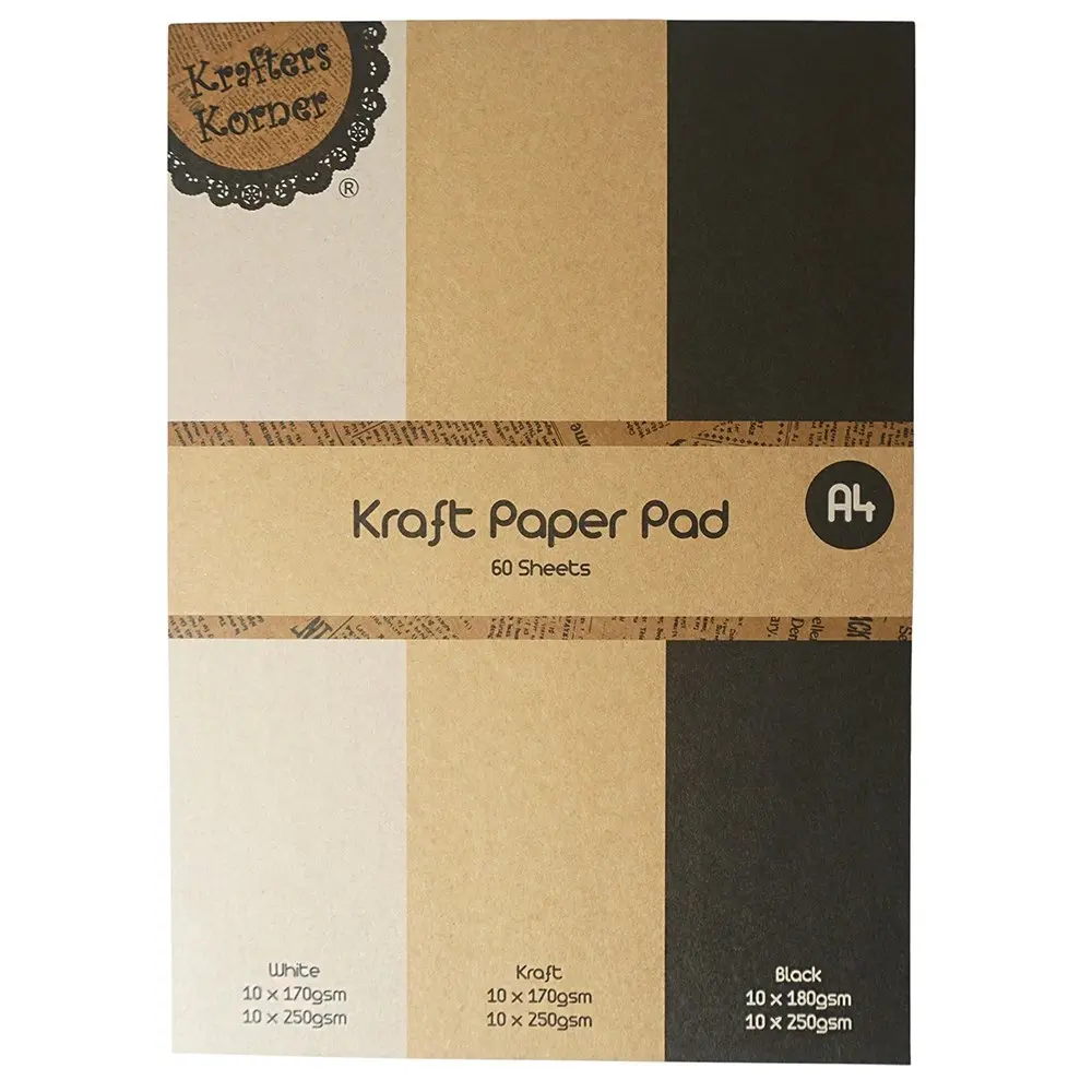 3x Krafters Korner Tri-Colour Kraft Paper Pad A4 Assorted Kids Craft Set 6+