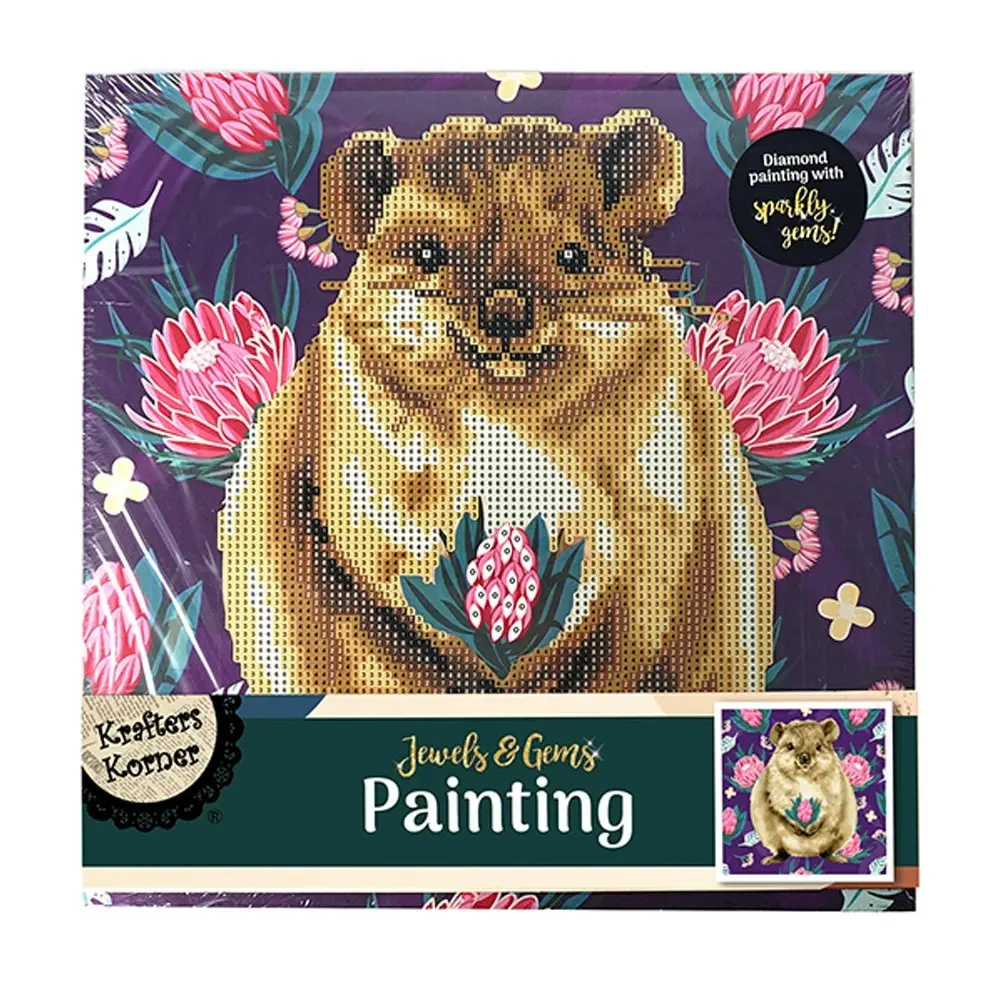 3x Krafters Korner Jewels & Gem Painting Canvas Quokka Creative Craft Set 6+