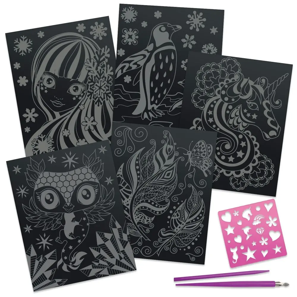 5pc Nebulous Stars Scratch & Sketch Art Boards Drawing Kit Kids/Children 8y+