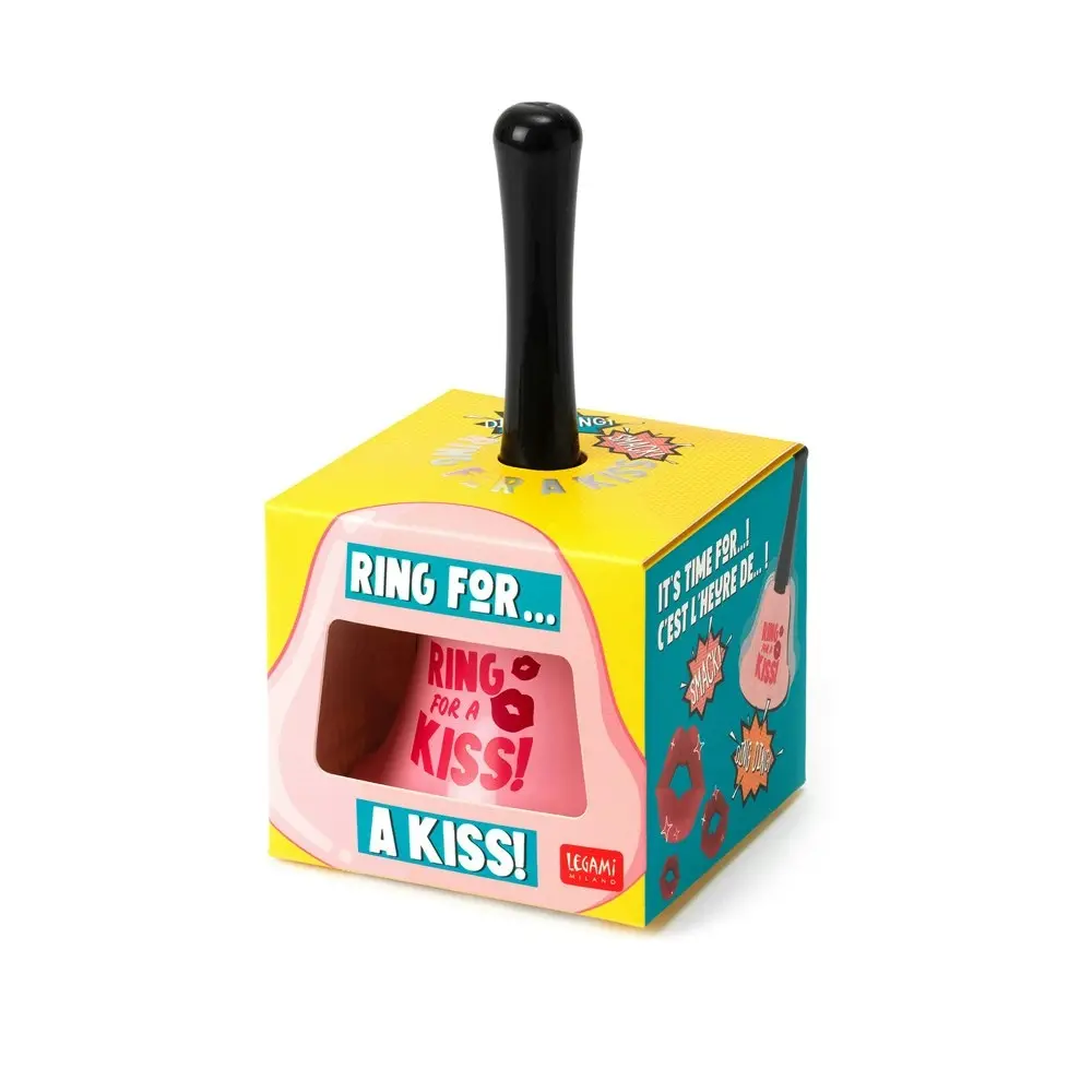 Legami Plastic/Metal Hand Bell Ring For Kiss Party Game Supplies Ringbell Pink