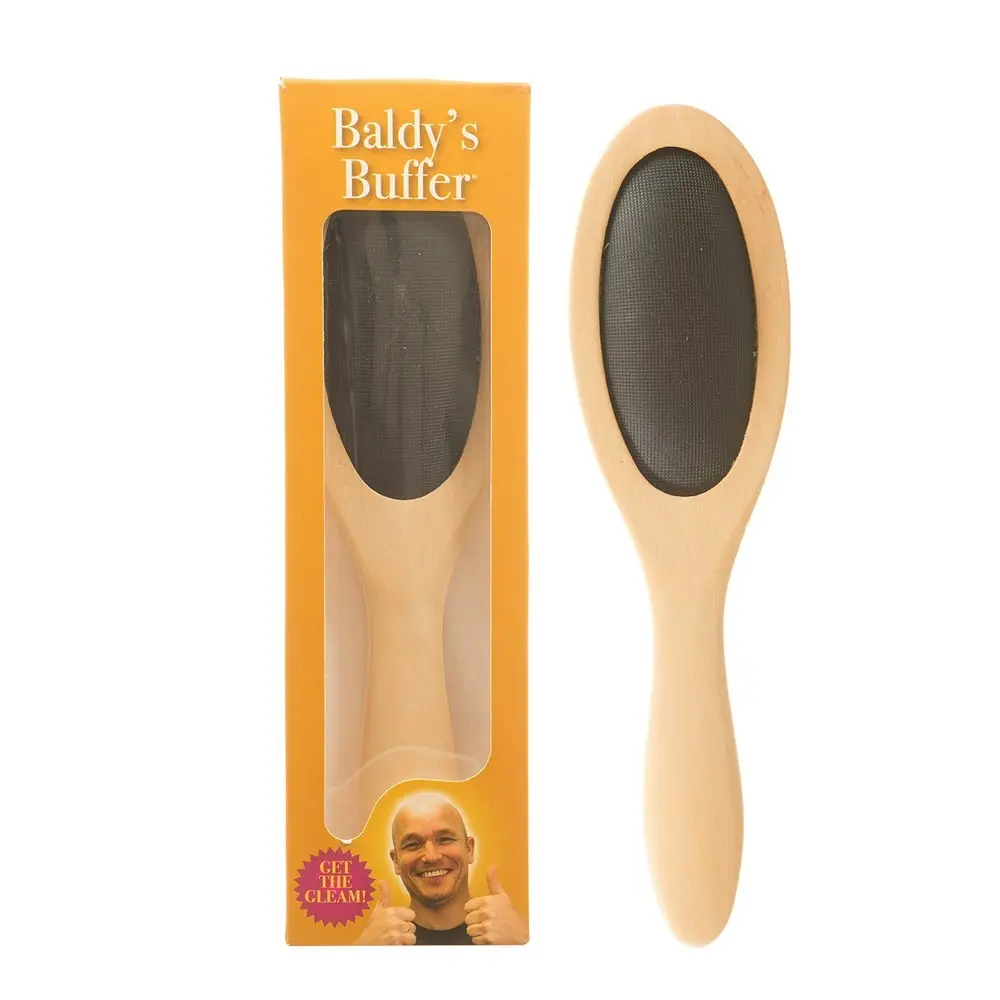 Funtime Baldy's Buffer Wooden Hair Paddle Brush Novelty Prank Gag Toy Natural