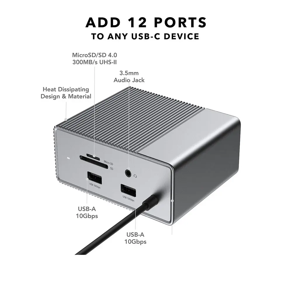 HyperDrive GEN2 12-in-1 USB-C to HDMI/USB-A/Type C Hub Adapter f/ MacBook Pro SL