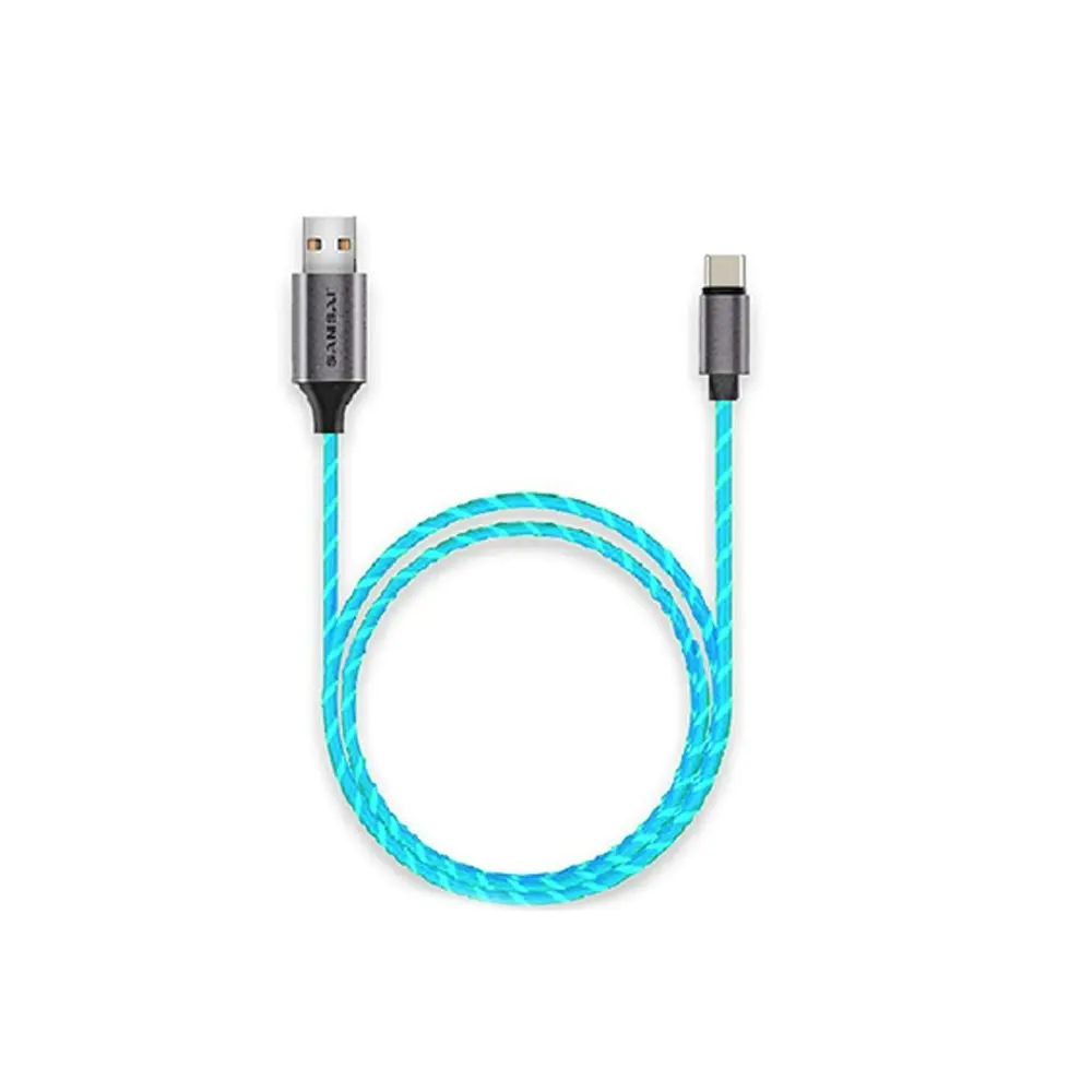 2PK Sansai Flowing Light Up USB-C Male to Male Charging/Data Cable 1m Assorted