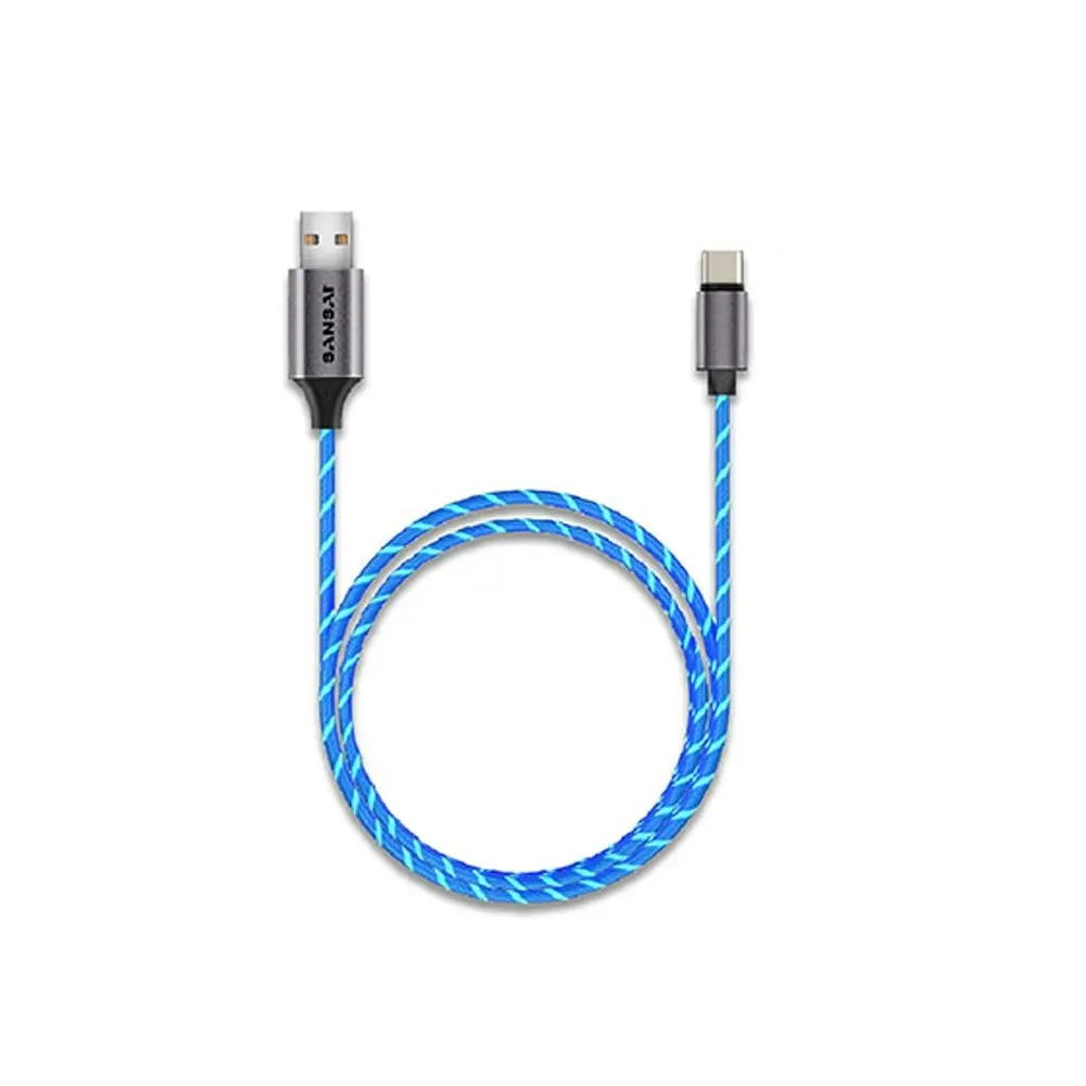 2PK Sansai Flowing Light Up USB-C Male to Male Charging/Data Cable 1m Assorted