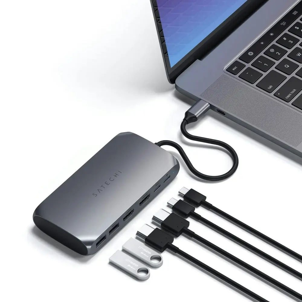 Satechi USB-C Multimedia Video/USB-A/HDMI/Data Portable Adapter Hub For M1 Macs