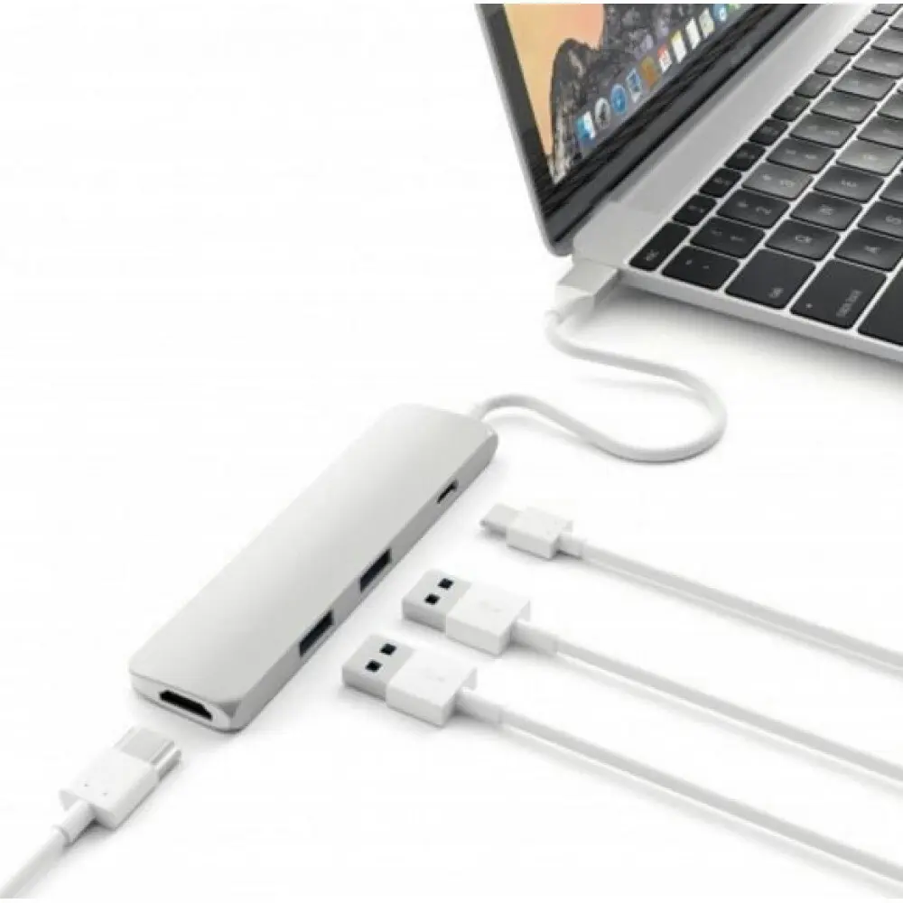 Connect Cable 4-Port Male USB-C to HDMI/USB 3.0 Hub Adapter For Laptop White