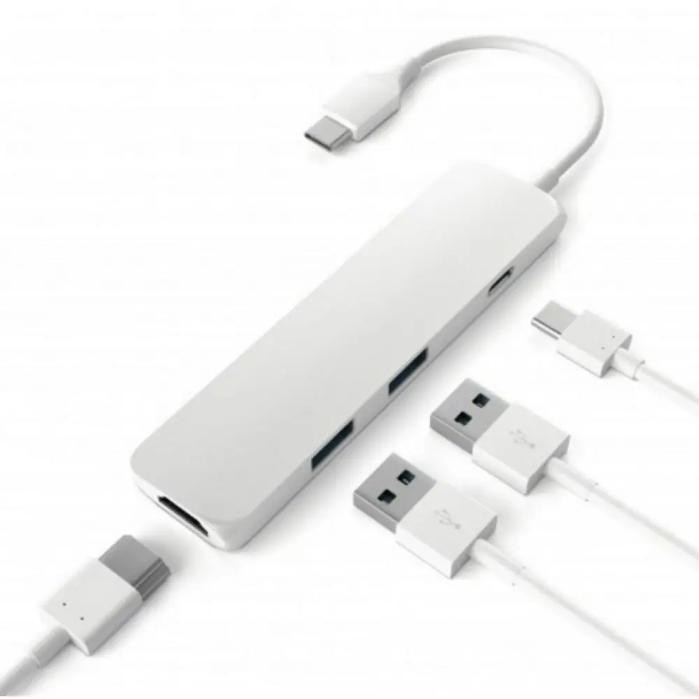 Connect Cable 4-Port Male USB-C to HDMI/USB 3.0 Hub Adapter For Laptop White