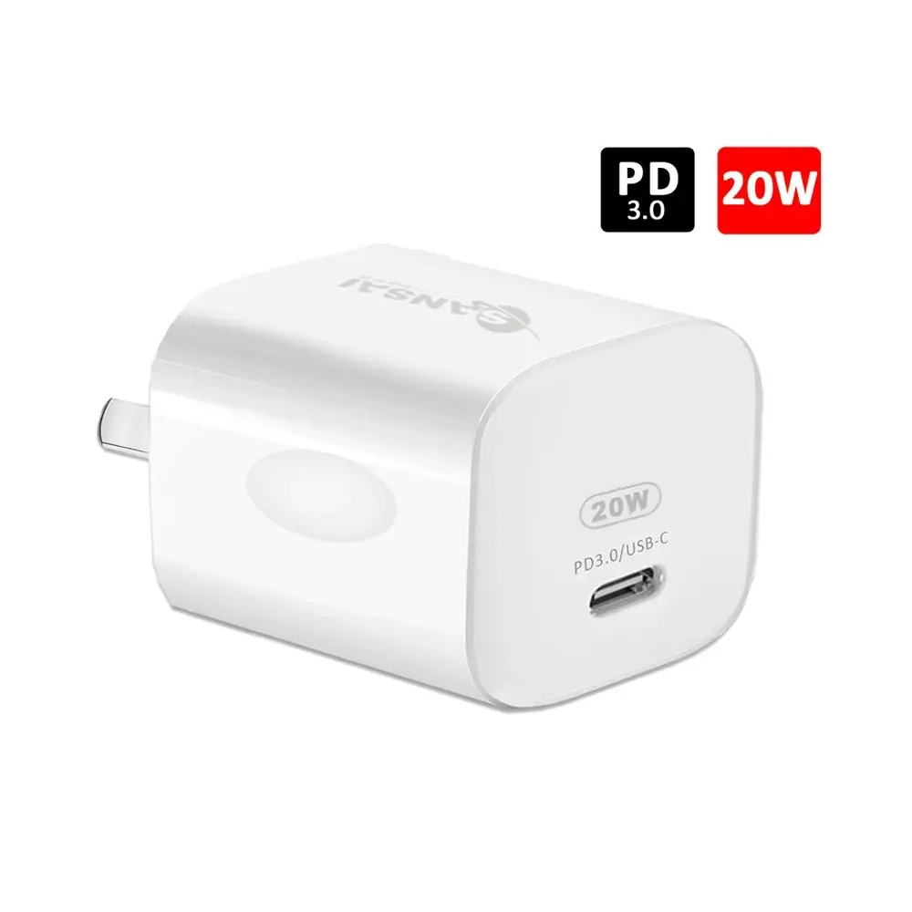 2PK Sansai USB-C Wall Charger Power Point Adaptor Fast Charging Compatible 20W