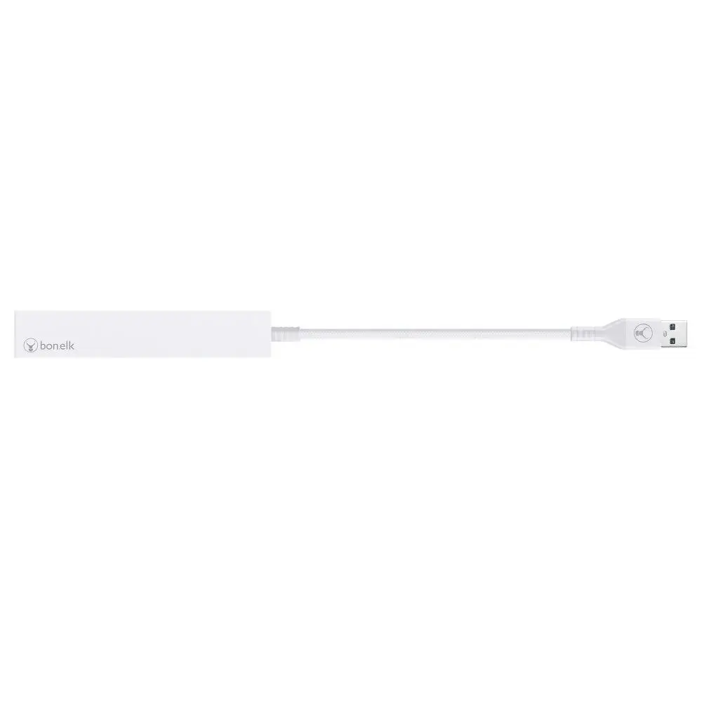 Bonelk Long-Life Male USB-A to 4-Port Female USB 3.0 Slim Hub For Laptop White