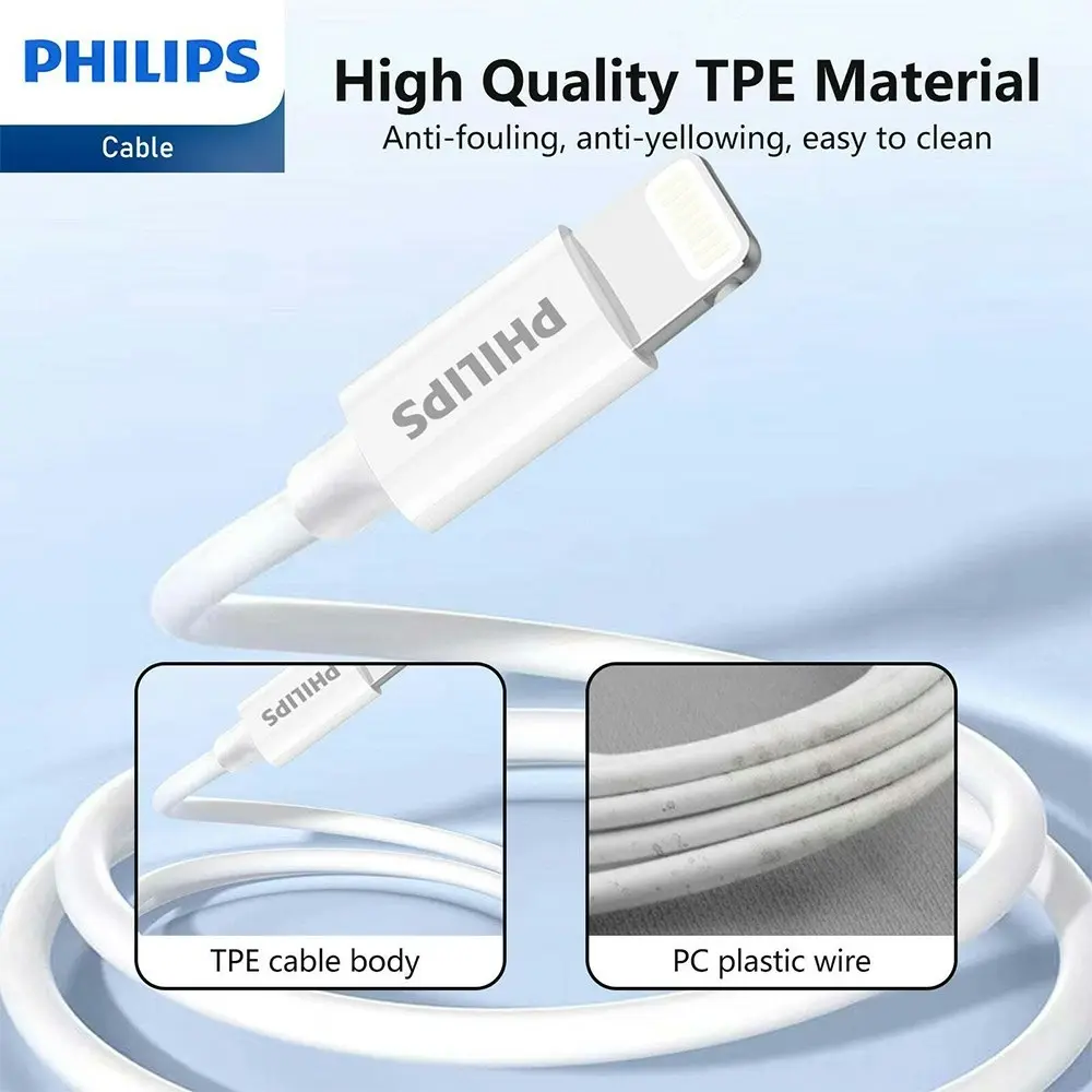 Philips 1.25m USB-C to Lightning Charge Cable Mfi Certified Connector For iPhone