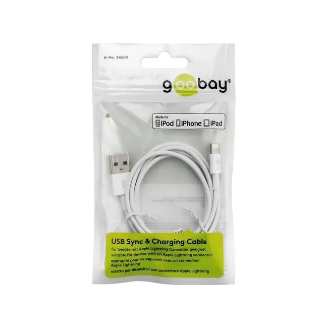 Goobay 1m Lightning MFI-Certified Cable to USB-A Charging For iPhone/Apple WH