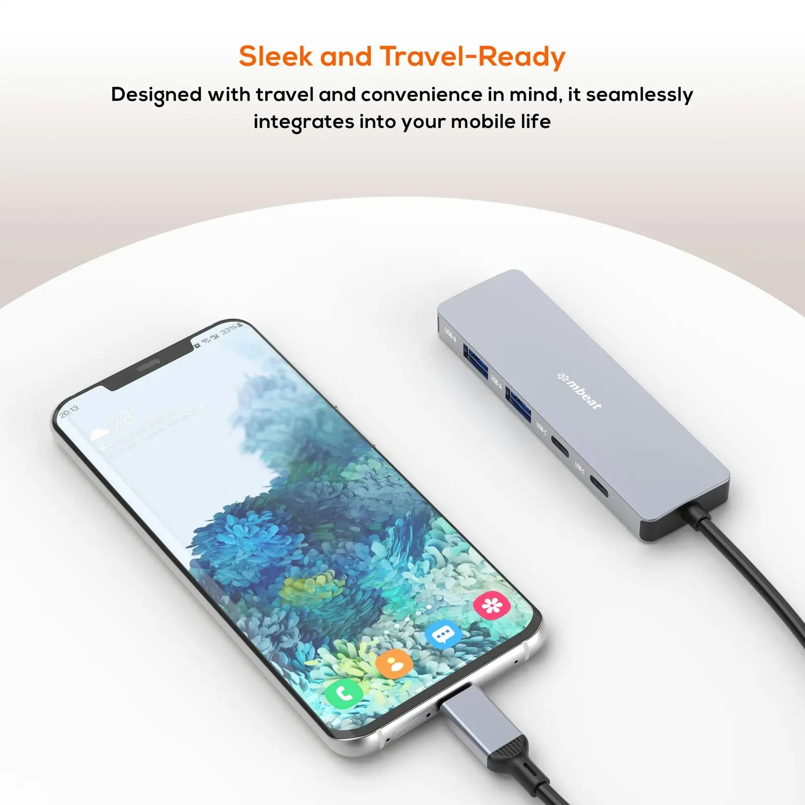 mBeat Elite 4-Port (2 USB-A + 2 USB-C) 10Gbps USB-C Compact Travel & Office Hub