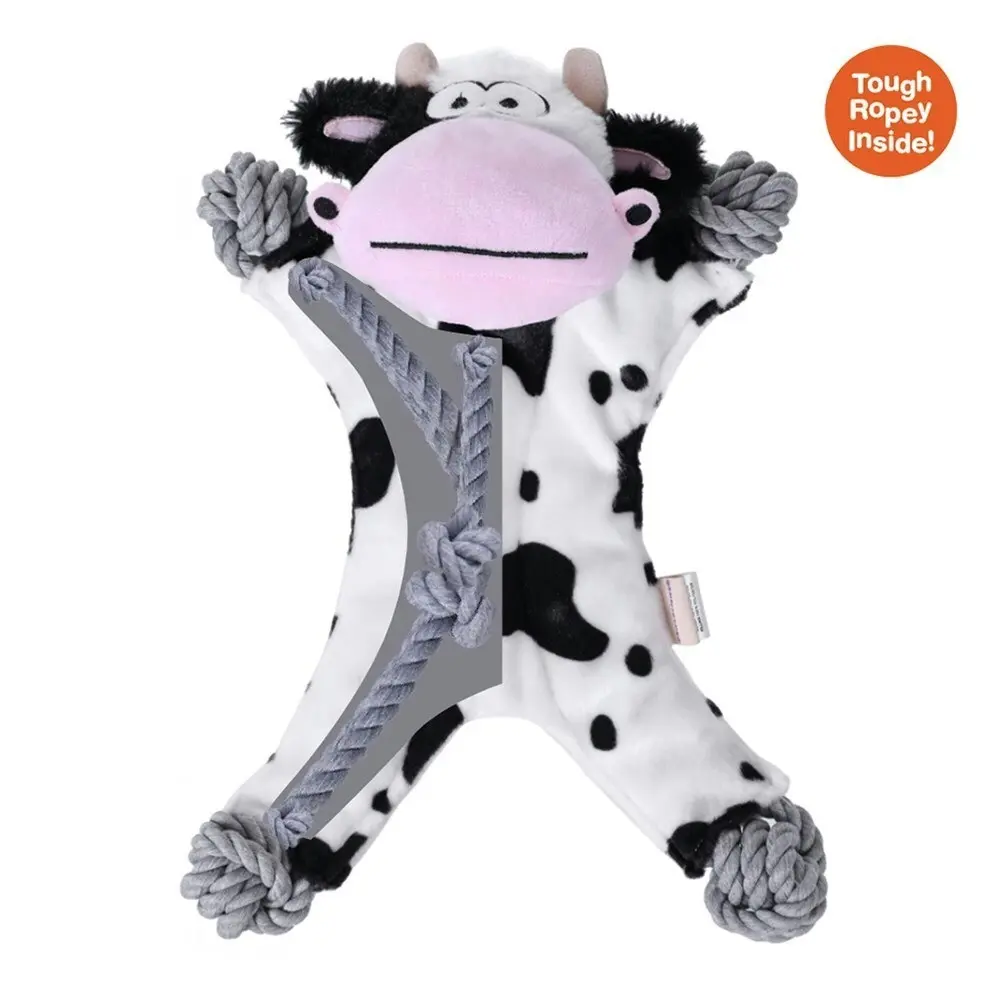 Paws & Claws 40cm Animal Kingdom Plush Rope Cow Pet Interactive Playing/Chew Toy