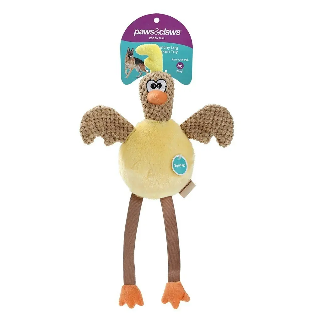 Paws N Claws Pets Stretchy Leg Chicken 40x24cm Toy w/ Built-In Squeaker Assorted