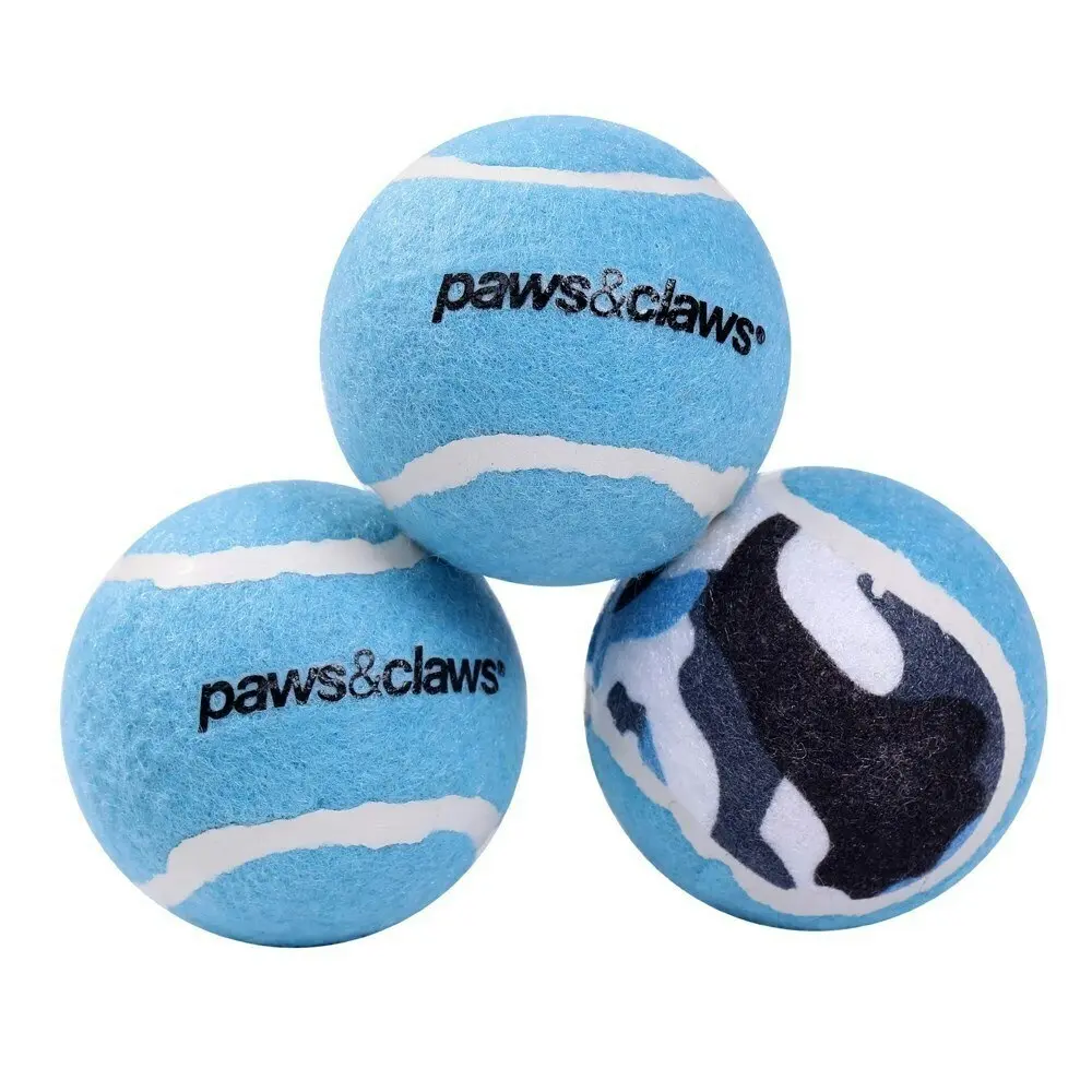 2x 3PK Paws & Claws 6cm Tennis Balls Camo Dog Interactive Fun Toys Play Assort