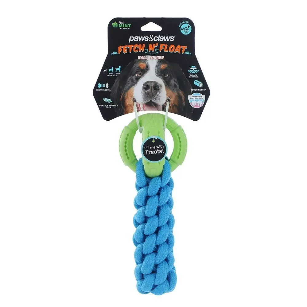 Paws & Claws Fetch N' Play Ball + Rope Tugger Dog/Pet Toy Assorted 24x10x10cm