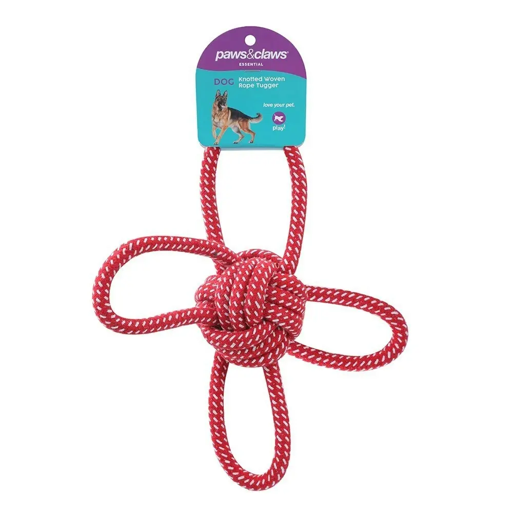 3x Paws & Claws 31cm/41cm/48cm Knotted Woven Rope Tuggers Dog Toy Assorted