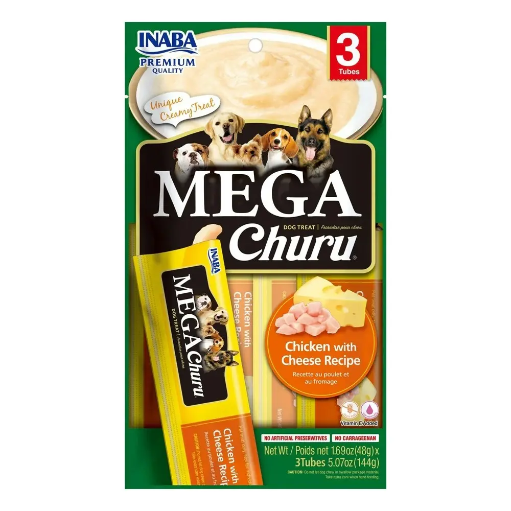 6x 3pc INABA Churu Dog Menu Mega Churu Chicken/Cheese Recipe Pet/Dog Food/Treat