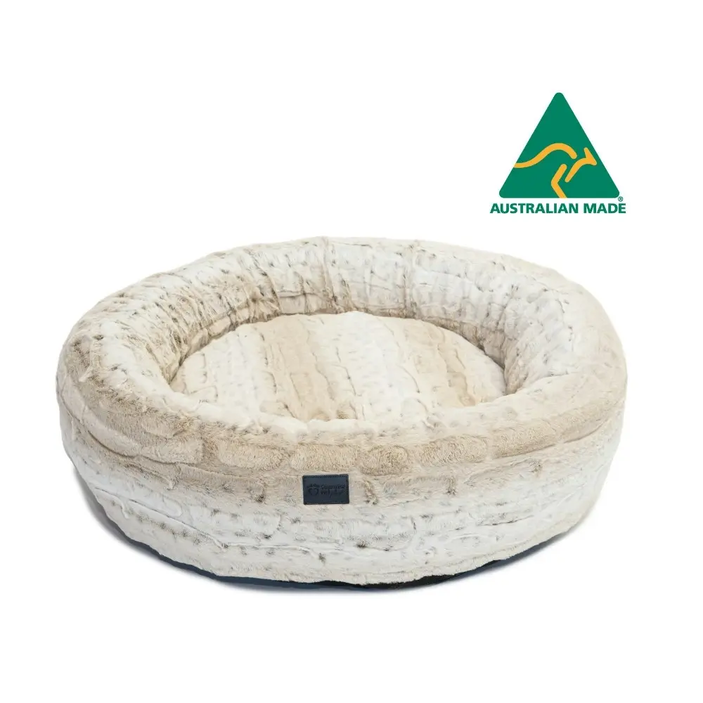 Superior Pet Goods Harley Dog Bed Light Brindle Faux Fur Jumbo 110x110x25cm