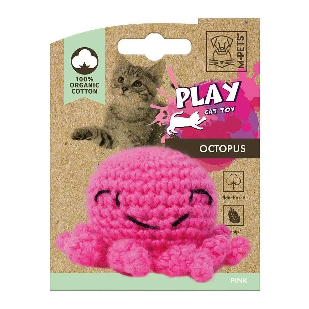 2x M-Pets 7x5cm Cat/Kitten Pet Cotton Octopus w/ Catnip Interactive Fun Toy Pink