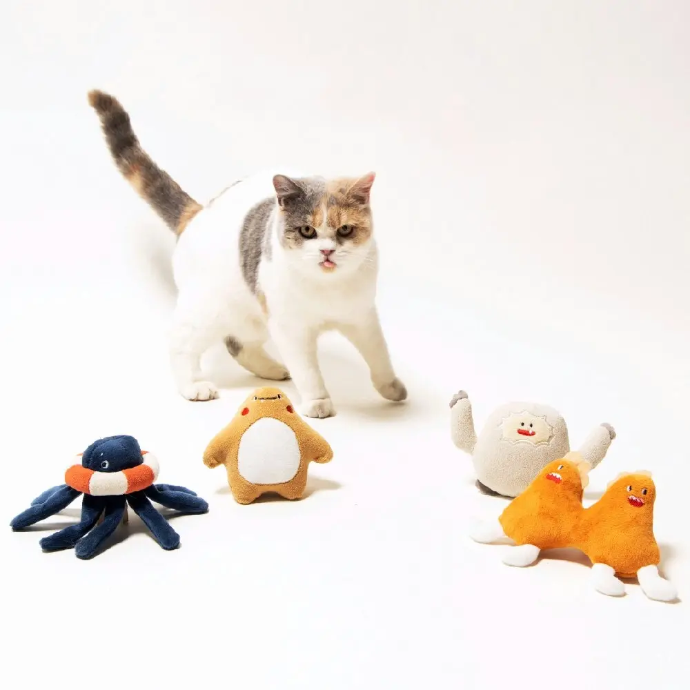 Pidan Little Monster Soft Plush Pet Cat/Kitten Interactive Fun Play Toy Navy