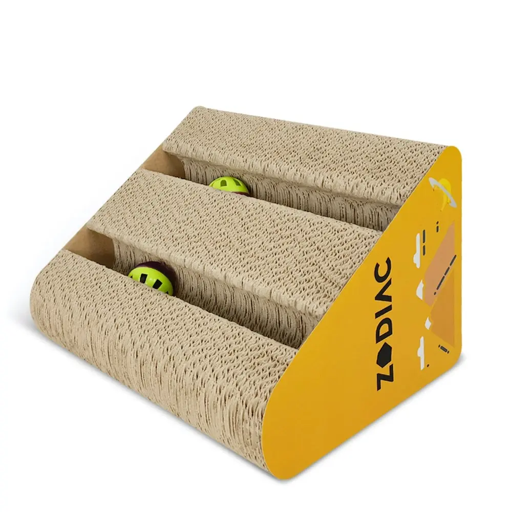 Zodiac Banana 28x17cm Triangle Pet Cat Scratcher w/ Ball Interactive Fun Toy