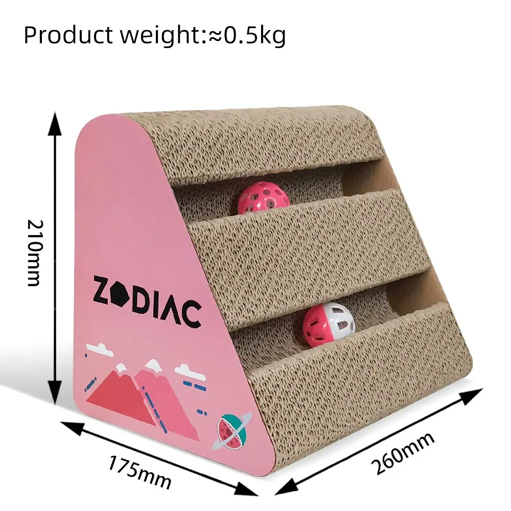 2x Zodiac Watermelon 28x17cm Triangle Pet Cat Scratcher w/ Ball Interactive Toy