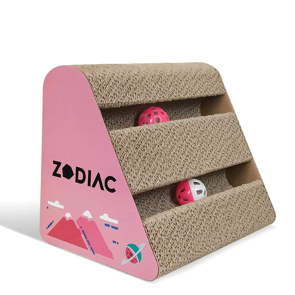 2x Zodiac Watermelon 28x17cm Triangle Pet Cat Scratcher w/ Ball Interactive Toy