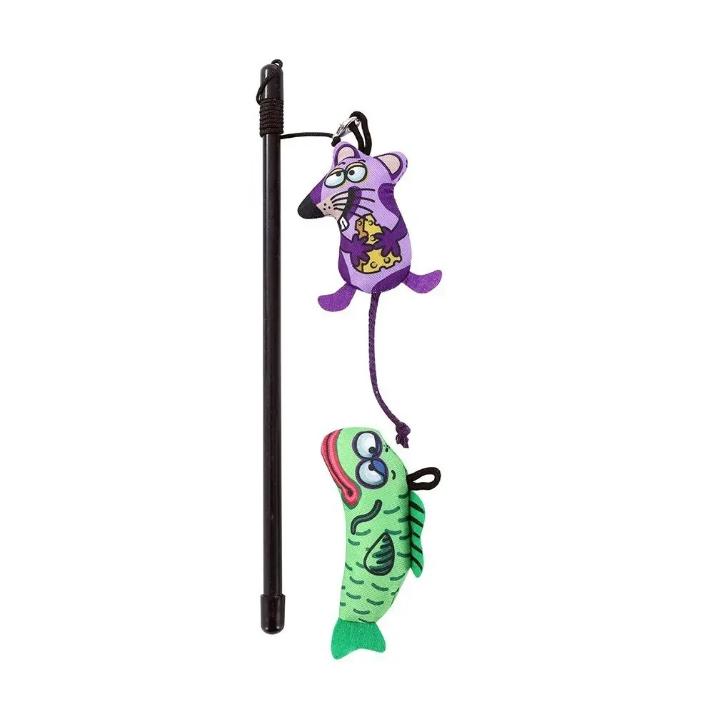 Paws & Claws Swap/Swish Changeable Dangler Cat Fun Play Toy w/ 25.5cm Mouse/Fish