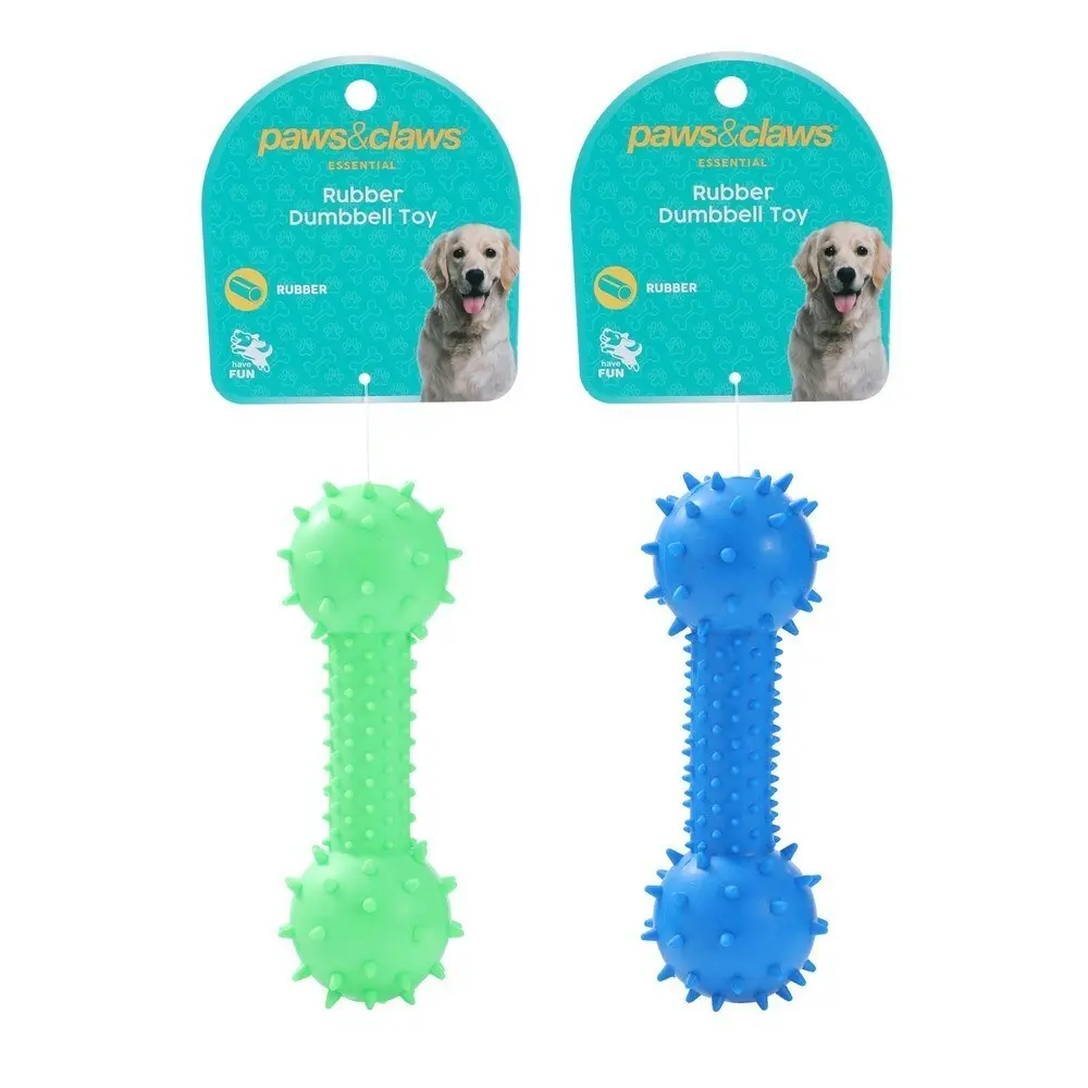 6x Paws & Claws Rubber 14.5x5cm Dumbbell Pet/Dog Interactive Play Toy Assorted