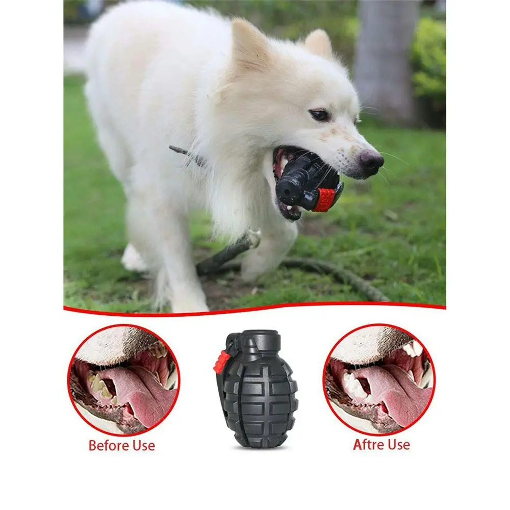 Petopia Ultra Tough 11cm Rubber Hand Grenade Dog Toy Chew Treat/Reward Grey