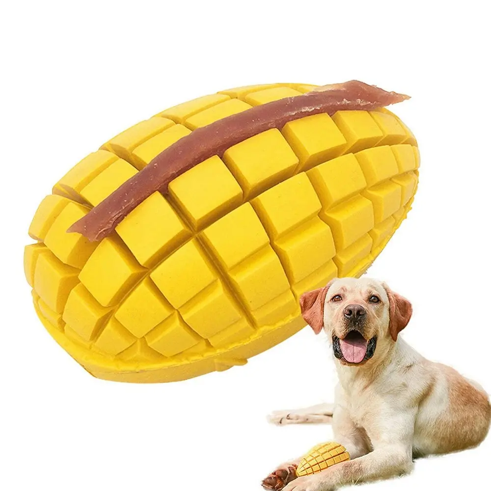 Petopia Ultra Tough 14cm Rubber Mango Magic Dog Toy Chew Treat Medium Yellow