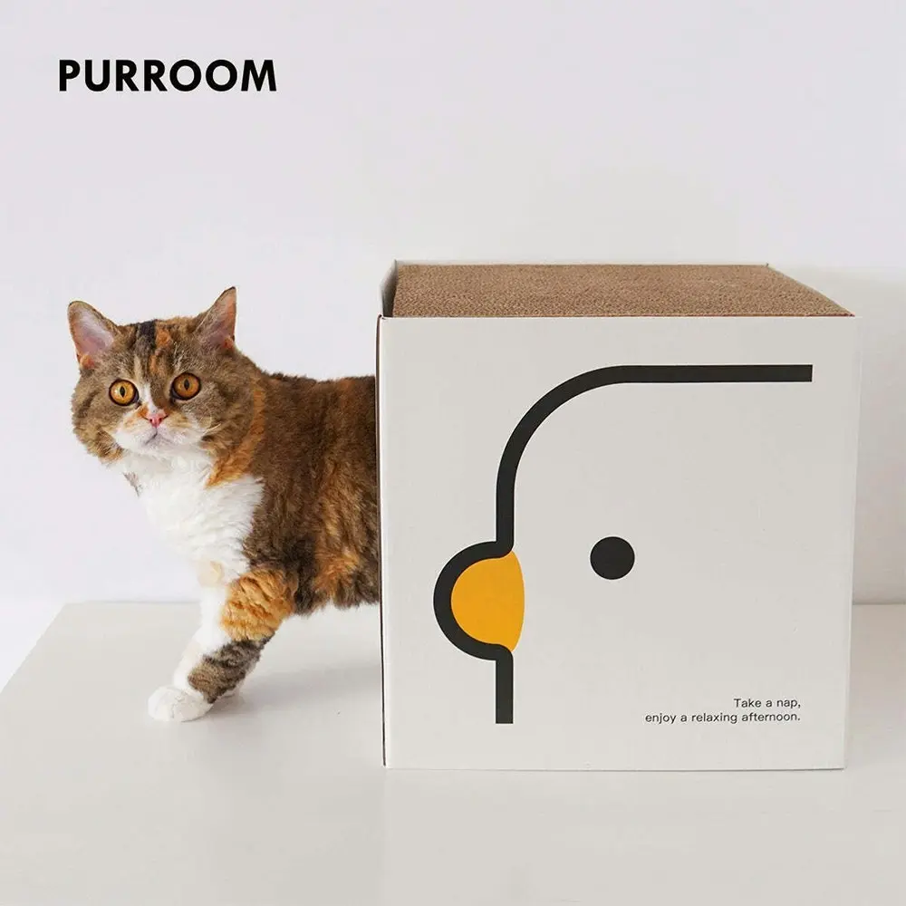 Purroom 32cm Cardboard Double Scratching Board Cat Pet House Box Square White