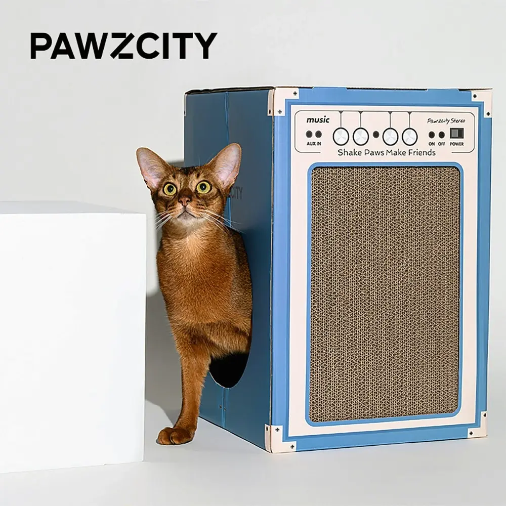 Pawzcity 45cm Cardboard Vintage Speaker Cat/Kitten Scratching House A Pet Box