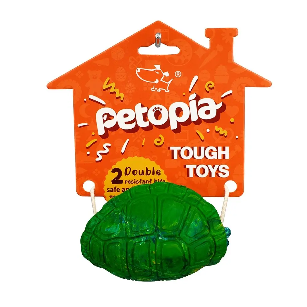 2x Petopia Ultra Tough Rubber Titan Turtle Dog Toy Chew Treat/Reward Small Asst