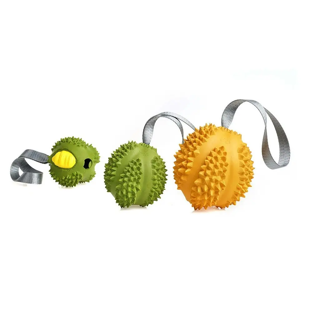 2x Petopia Ultra Tough 8cm Rubber Durable Durian Dog Toy Chew Treat Small Assort